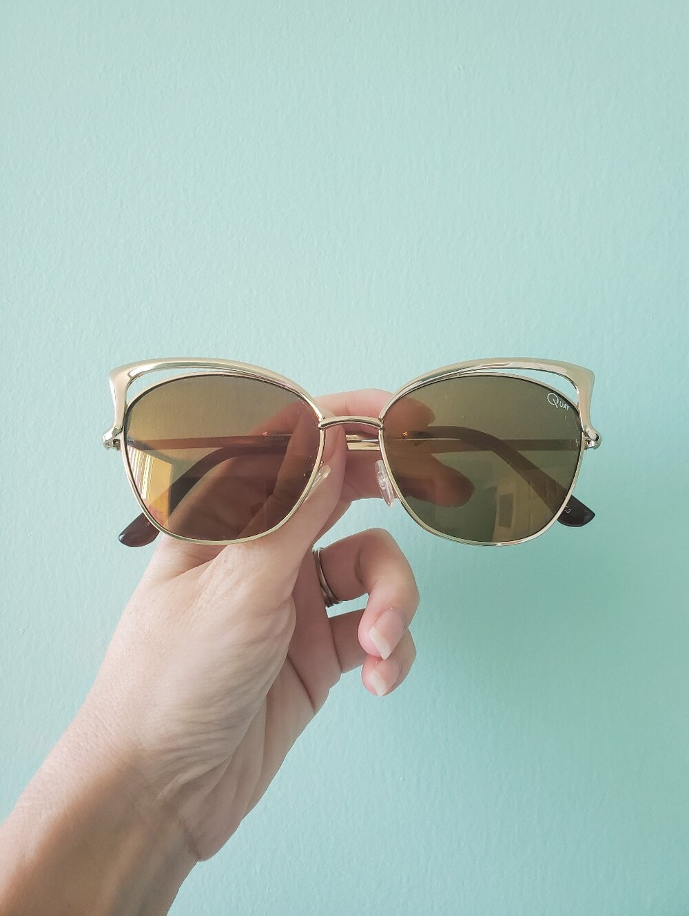 QUAY Gold Cat Eye Sunglasses